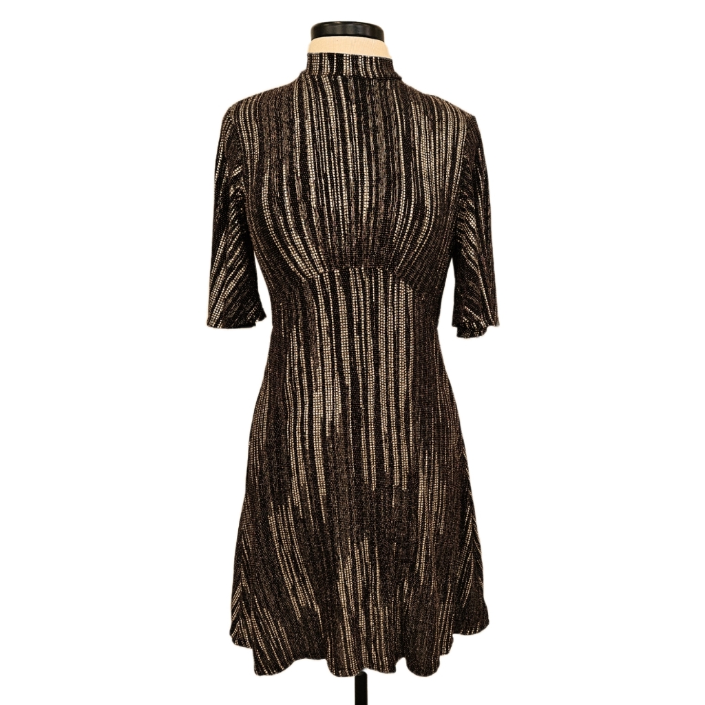 Bronze Foil Mock Neck Dress